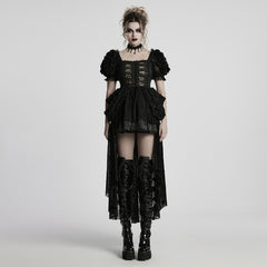 WLQ-109LQF Gothic Dress Victorian Steampunk Lace-Up High-Low Hem