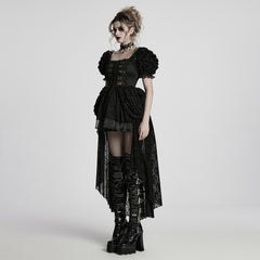 WLQ-109LQF Gothic Dress Victorian Steampunk Lace-Up High-Low Hem