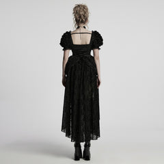 WLQ-109LQF Gothic Dress Victorian Steampunk Lace-Up High-Low Hem