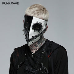 WLS-059KZ black And White Leather Mask?-??Punk Rave Clothing
