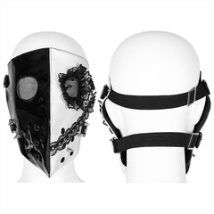 WLS-059KZ black And White Leather Mask?-??Punk Rave Clothing