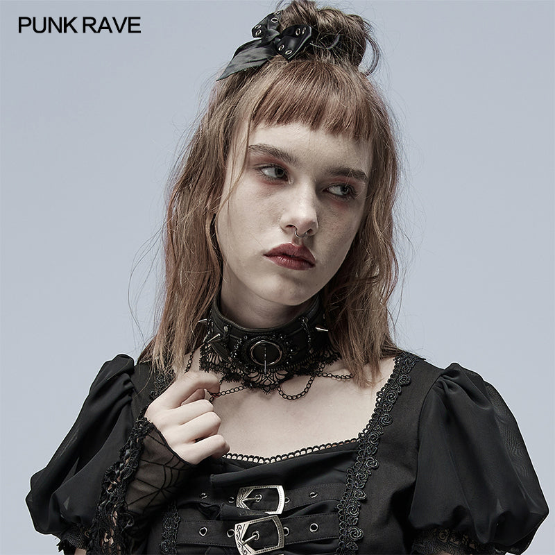 WLS-063LHF Dark Lolita collar?-??Punk Rave Clothing