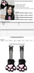 WLS-068SSF Furry Cat Paw Gloves Fishnet Punk Accessories Costume?-??Punk Rave Clothing