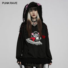 WLT-016TCF Cute long ear loose hoodies?-??Punk Rave Clothing
