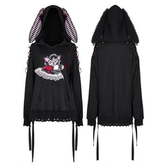 WLT-016TCF Cute long ear loose hoodies?-??Punk Rave Clothing
