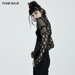 WM-065TMF Irregular hollow sweaters?-??Punk Rave Clothing