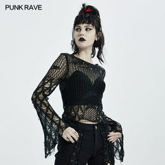 WM-065TMF Irregular hollow sweaters?-??Punk Rave Clothing