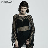 WM-066TMF Irregular hollow sweaters?-??Punk Rave Clothing
