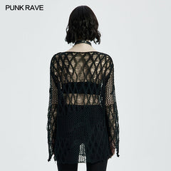 WM-066TMF Irregular hollow sweaters?-??Punk Rave Clothing