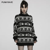 WM-069TMF Punk loose pullover sweater?-??Punk Rave Clothing
