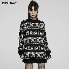 WM-069TMF Punk loose pullover sweater?-??Punk Rave Clothing