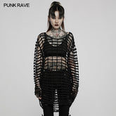 WM-071TMF Gothic large mesh loose sweater?-??Punk Rave Clothing