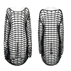 WM-071TMF Gothic large mesh loose sweater?-??Punk Rave Clothing