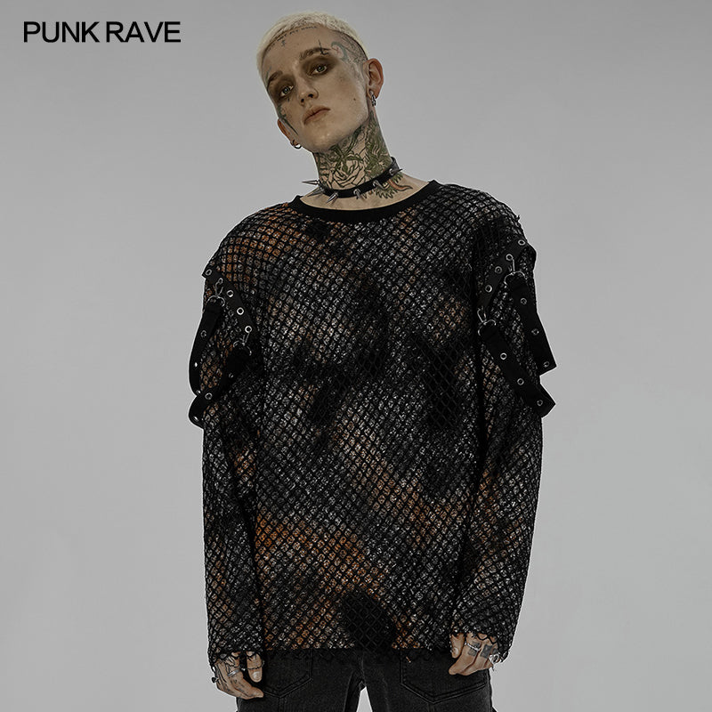 WM-074TMM Punk tie-dyed Pullover sweater?-??Punk Rave Clothing