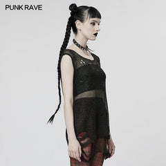 WM-075TMF Punk imitation mental wire ripped sweater?-??Punk Rave Clothing