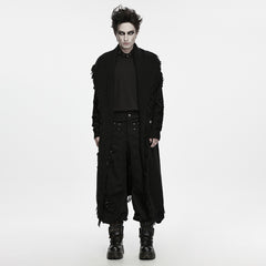 WM-102KMM Long Black Fringed Gothic Sweater Duster Cardigan Men s Outerwear
