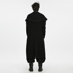 WM-102KMM Long Black Fringed Gothic Sweater Duster Cardigan Men s Outerwear