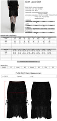 WQ-1001BQF Black Gothic Skirt with Lace Overlay and Mesh Details