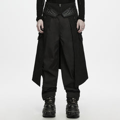 WQ-1013BQM Gothic Black Layered Chain Detail Punk Skirt Pants