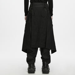 WQ-1013BQM Gothic Black Layered Chain Detail Punk Skirt Pants