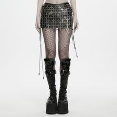 WQ-1032BQF Cross Chain Mini Punk Skirt with Tassel Details