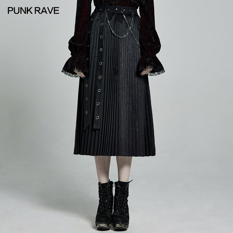 WQ-529BQF PUNK velvet skirt?-??Punk Rave Clothing