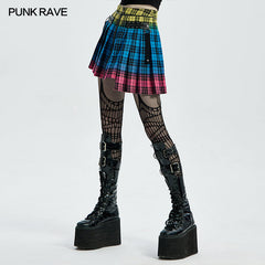WQ-538BQF PUNK plaid half skirt?-??Punk Rave Clothing