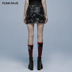 WQ-543BQF Goth skull printting skirt?-??Punk Rave Clothing