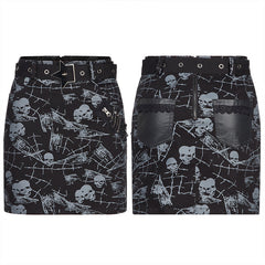 WQ-543BQF Goth skull printting skirt?-??Punk Rave Clothing