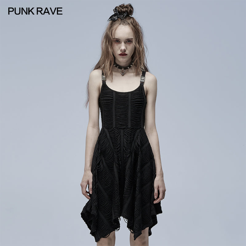 WQ-544LQF Goth asymmetric slip dress?-??Punk Rave Clothing
