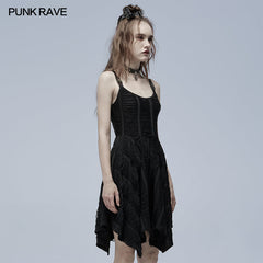 WQ-544LQF Goth asymmetric slip dress?-??Punk Rave Clothing