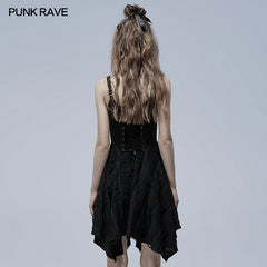 WQ-544LQF Goth asymmetric slip dress?-??Punk Rave Clothing