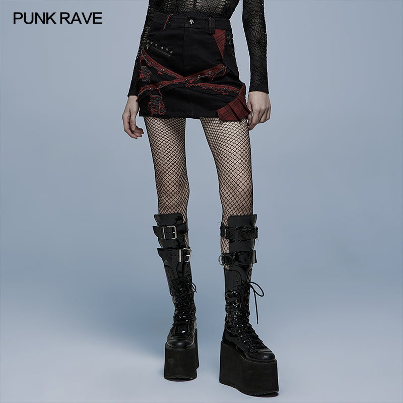 WQ-548BQF Gothic worn-out and decadent skirt?-??Punk Rave Clothing
