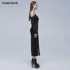 WQ-553LQF Goth Sexy split dress?-??Punk Rave Clothing