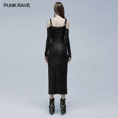 WQ-553LQF Goth Sexy split dress?-??Punk Rave Clothing