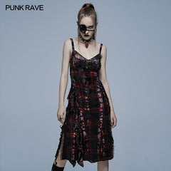 WQ-556LQF Goth velvet slip dress?-??Punk Rave Clothing