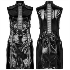 WQ-560LQF Gothic patent leather hollowed out dress?-??Punk Rave Clothing