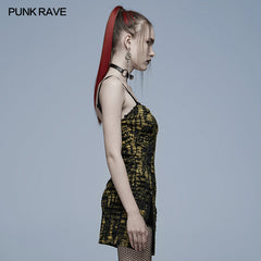 WQ-564LQF Gothic abstract print slip dress?-??Punk Rave Clothing