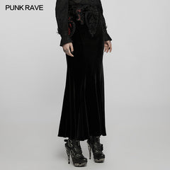 WQ-567BQF Goth gorgeous velvet fishtail skirt?-??Punk Rave Clothing