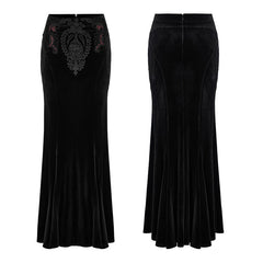 WQ-567BQF Goth gorgeous velvet fishtail skirt?-??Punk Rave Clothing