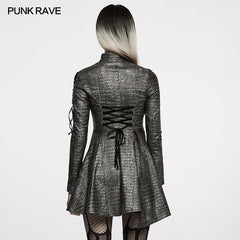 WQ-582LQF Faux Leather sexy long sleeve dress?-??Punk Rave Clothing