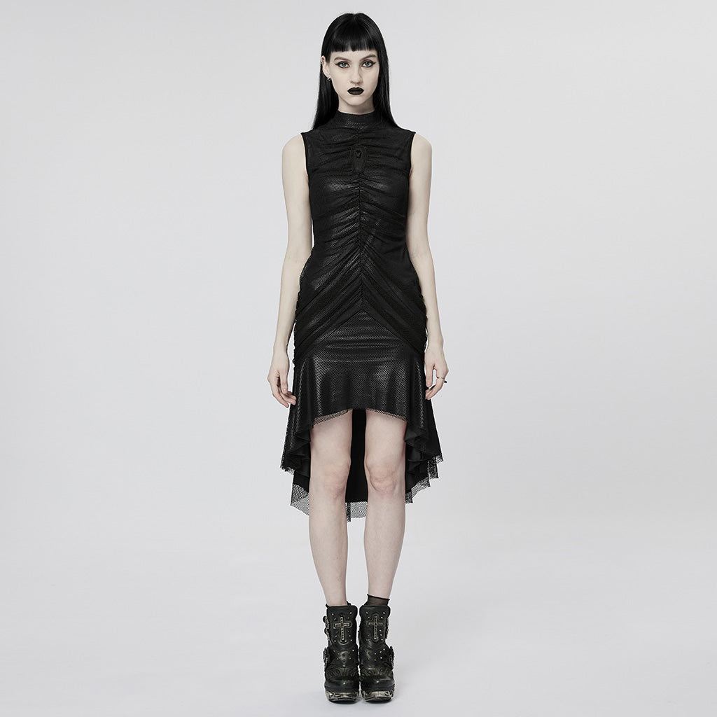 WQ-607LQF Elegant Gothic High-Low black Mesh Layered Dress?-??Punk Rave Clothing