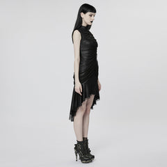 WQ-607LQF Elegant Gothic High-Low black Mesh Layered Dress?-??Punk Rave Clothing
