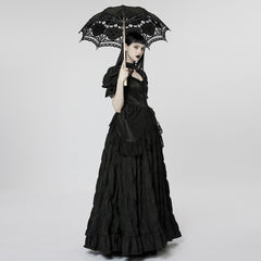 WQ-611LQF Victorian Puff Sleeve Gothic Dress with Layered Lace Skirt?-??Punk Rave Clothing