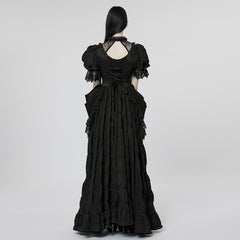 WQ-611LQF Victorian Puff Sleeve Gothic Dress with Layered Lace Skirt?-??Punk Rave Clothing