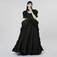 WQ-611LQF Victorian Puff Sleeve Gothic Dress with Layered Lace Skirt?-??Punk Rave Clothing