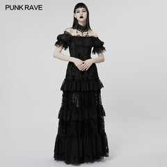 WQ-613LQF Goth Gorgeous Print Dress?-??Punk Rave Clothing