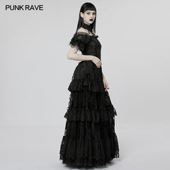 WQ-613LQF Goth Gorgeous Print Dress?-??Punk Rave Clothing