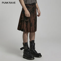 WQ-632BQM Punk Coffee print skirt?-??Punk Rave Clothing