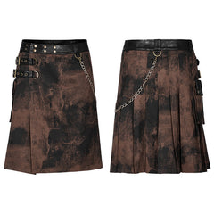 WQ-632BQM Punk Coffee print skirt?-??Punk Rave Clothing